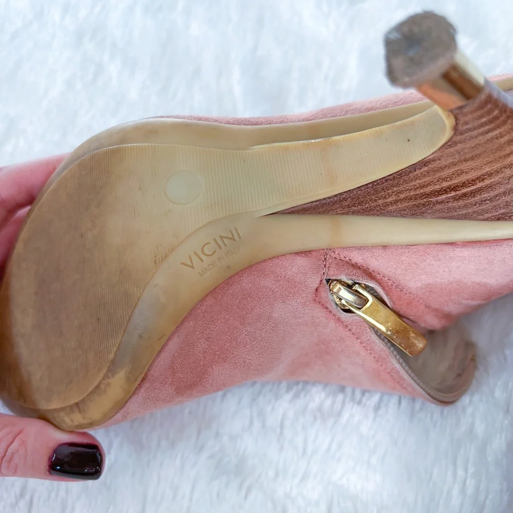Giuseppe Zanotti | Pink Suede Fur Lined Ankle Booties High Heel Round Toe 39